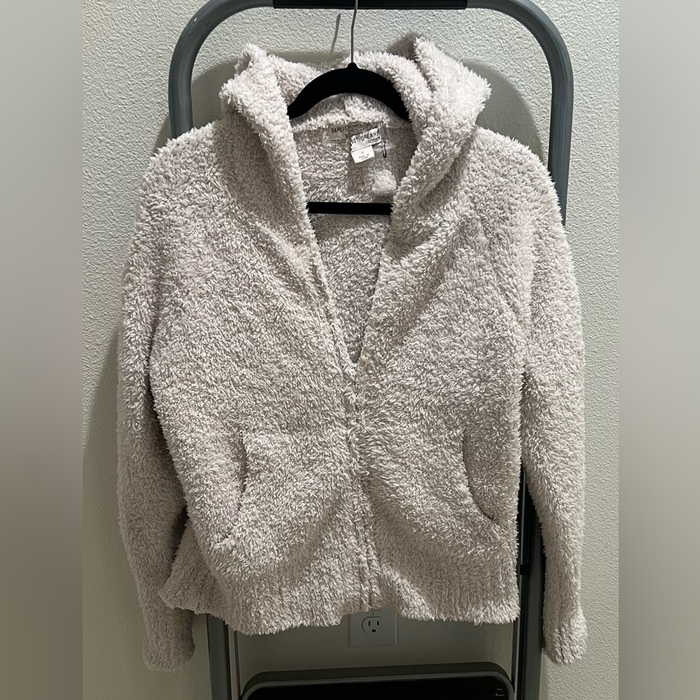 Barefoot Dreams Brand New Cozy Chic Hooded Zipup Jacket  small Cream color Women